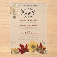 Boho Autumnal Chic Sweet 16 i Acrylic Invitations