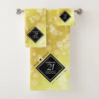 Elegant 21st Brass Wedding Anniversary Celebration Bath Towel Set