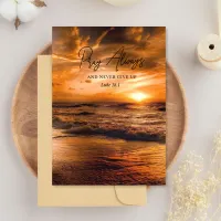 Inspirational Bible Verse Luke 18:1 Sunset  Card