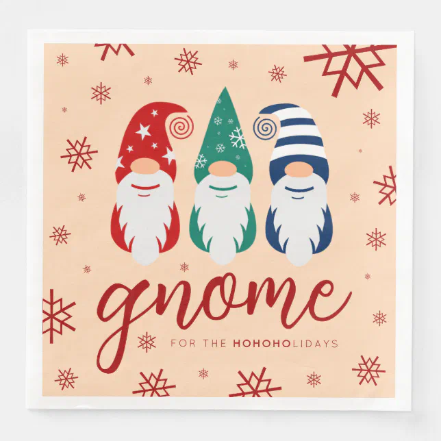 Hygge Christmas Gnome for the Holidays Snowflakes Paper Dinner Napkins