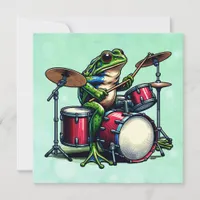 Funny Cartoon Frog Playing the Drums