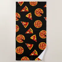 Pizza Lover Fun Food Pattern Beach Towel