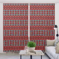 Southwest Mesas Turquoise & Red Geometric 50x96in Blackout Curtains