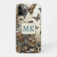 Vintage Steampunk Butterflies Monogrammed iPhone 11 Pro Case