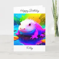 Personalized Axolotl Kid's Birthday Card