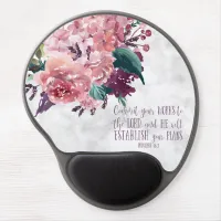 Christian Girly Floral Marble Bible Verse Gel Mouse Pad