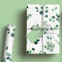 Bright Green Eucalyptus Rustic Greenery Watercolor Wrapping Paper