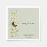 Crescent Moon Mistletoe Festive Christmas Dinner Napkins