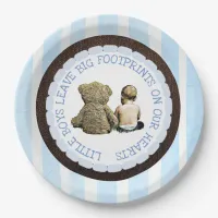 Baby & Teddy Bear Boy Baby Shower Paper Plates