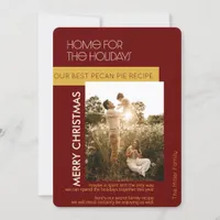 Home For Holidays Red Custom Recipe Photo & Name Holiday Card