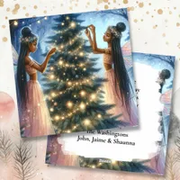 Pretty Fairies  Decorating the Christmas Tree Holiday Card