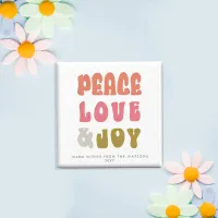 Colorful Retro Groovy Peace Love Joy Holiday Magnet