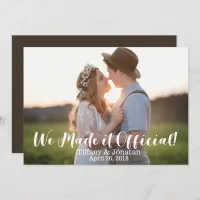 Simple Rustic We Made it Official Announcement