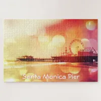 Yellow Pink Bokeh Santa Monica Pier Jigsaw Puzzle