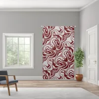 Grey Swirl Pattern on Maroon Background | Blackout Curtains