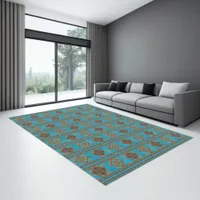 Southwest Mountain Peaks Turquoise Geometric 12x9 Rug