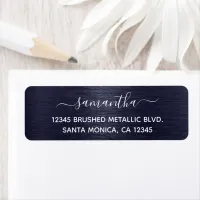 Midnight Blue Brushed Metallic Elegant Name Label