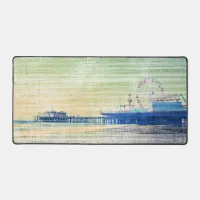 Santa Monica Pier green grey Desk Mat