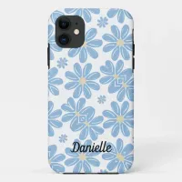 Blue Floral Pattern - Personalized iPhone 11 Case