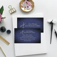 Minimal Navy Blue & Gold Hair Salon Professional  Business Card