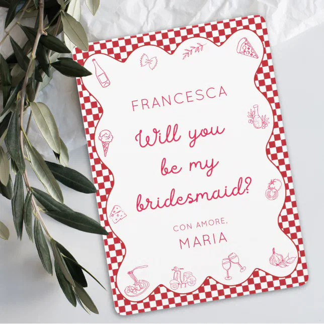 Chic Timeless Italian-Themed Bridesmaid Proposal  Note Card