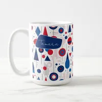 Retro Geometric Abstract Pat#9 Navy Red ID1067 Coffee Mug