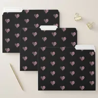 Bold Pink and Black Filigree Heart File Folders