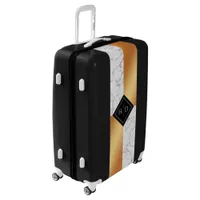 Elegant Marble & Copper Foil Monogram Checkerboard Luggage