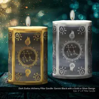 Dark Zodiac Alchemy: Gemini Black & Silver Pillar Candle