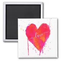 Trendy Watercolor Artsy Valentine's Day Heart Love Magnet