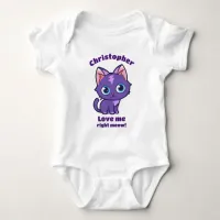 Purple Anime Cat Vector Art Baby Bodysuit