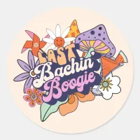 Groovy 70s Bachelorette Last Bachin' Boogie ID929  Classic Round Sticker