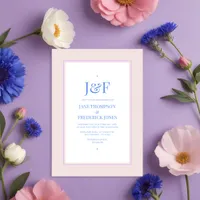 Petal Pink, Cornflower Blue & Mauve Purple Wedding Invitation