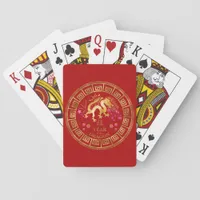 Chinese Zodiac Dragon Red/Gold ID542 Poker Cards