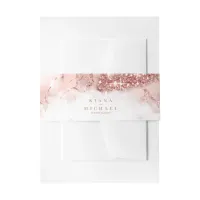 Marble Glitter Wedding Rose Gold V1 ID644 Invitation Belly Band