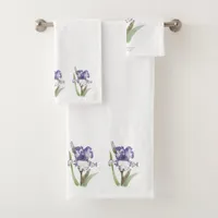 Purple Ruffled Iris Bath Towel Set