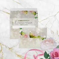 Charming Watercolor Pink Roses Quinceañera Envelope