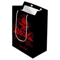 Romantic, Elegant Vintage Red Damask Medium Gift Bag