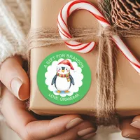 Cute Watercolor Christmas Penguin Gift Tag