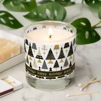 Black Gold Christmas Merry Pattern#25 ID1009 Scented Candle