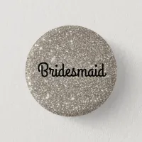 Silver Glitter Bridesmaid Button