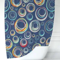 Colorful Retro Bubble Shower Curtain