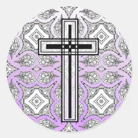 Purple and Black Cross Religious Stickers