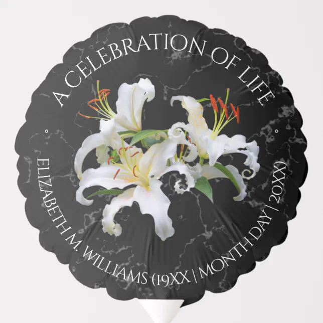 Elegant White Oriental Lilies Celebration of Life Balloon