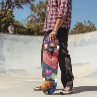 Hand Drawn Hearts & Stars Skateboard