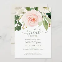 Bridal Shower Watercolor Bouquet Blush Pink Invitation