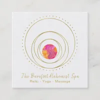 *~*  Geometric Boho Gold Sacred Geometry Lunar Square Business Card