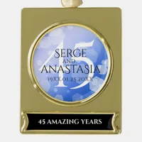 Elegant 45th Sapphire Wedding Anniversary Gold Plated Banner Ornament