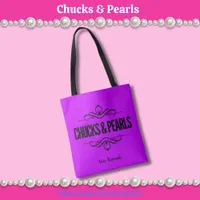 Chucks & Pearls Vote Kamala Purple Tote Bag