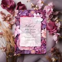 Plum, Mauve, and Rose Gold Floral Wedding Invitation